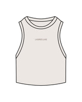 The Ribbed Crop Tank - Bone - Lagree Luxe - Center Chest "LAGREELUXE" - Embroidered - Tone on Tone