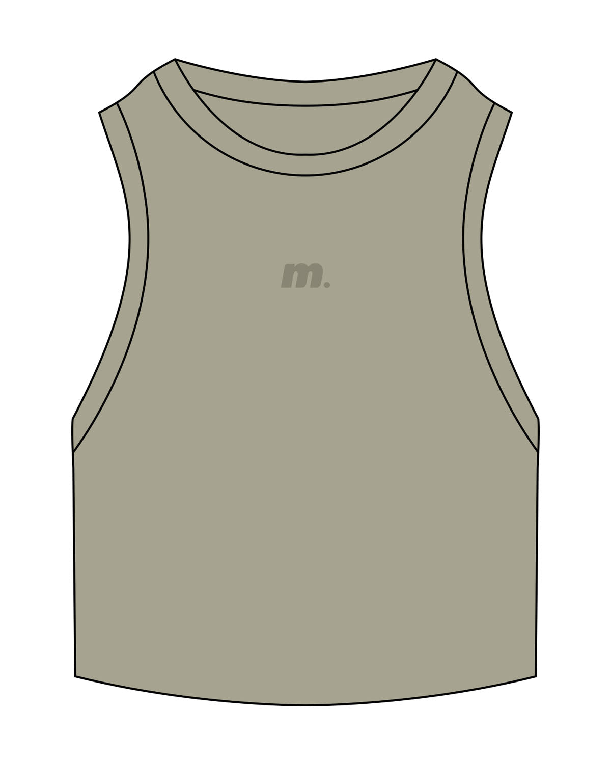 The Ribbed Crop Tank - Eucalyptus - Motivate Movement - Center Chest - Embroidered - Tone on Tone