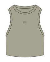 The Ribbed Crop Tank - Eucalyptus - Motivate Movement - Center Chest - Embroidered - Tone on Tone