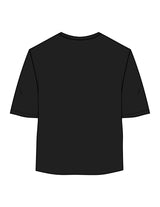 The Oversized Crop Tee - Black - Fine Core Pilates - Center Chest Stacked - Printed - White