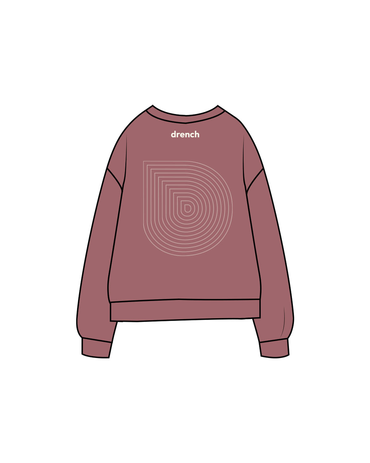 The Midweight Unisex Crewneck - Washed Maroon - Drench - Center Back Logo & Back Neckline - Printed - Off White