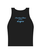 The Womens Active Crop Tank - Black - Powerhouse Fitness - Center Chest & Back Stacked - "Lagree" Printed - Teal