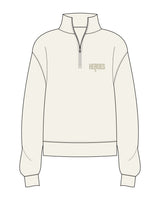 The Mens 1/4 Zip - Off White - Heroes Fitness - Left Chest - Printed - Tone on Tone