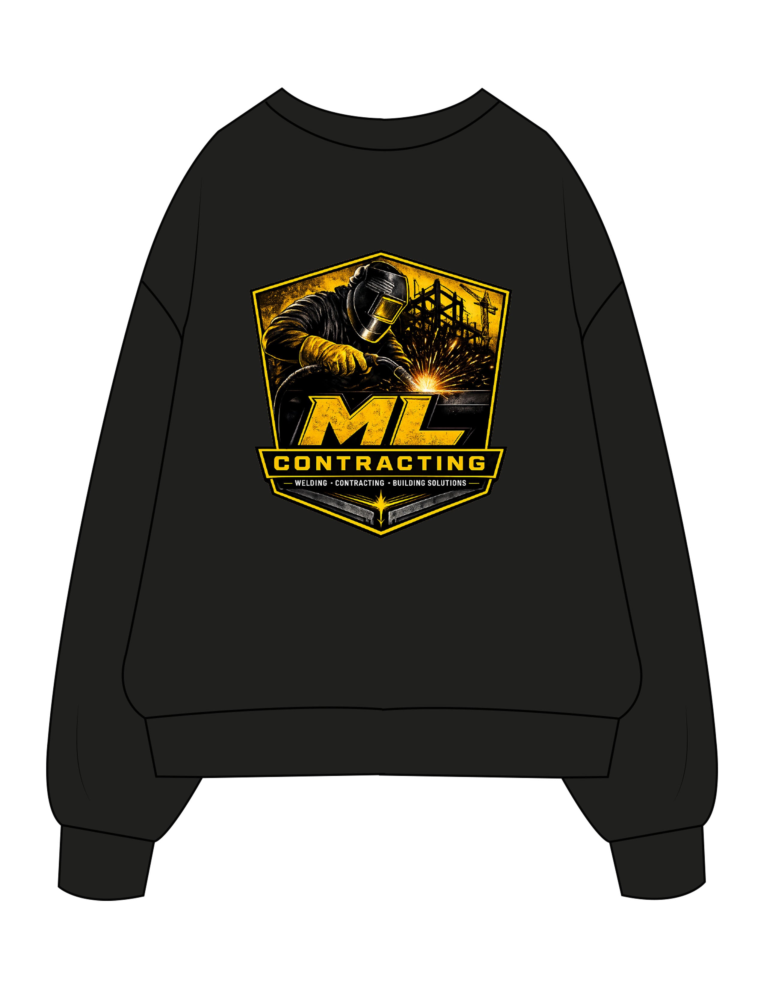 The Mens Heavyweight Crewneck - Black - ML Contracting LLC - Left Chest & Back Image - Printed - Full Color