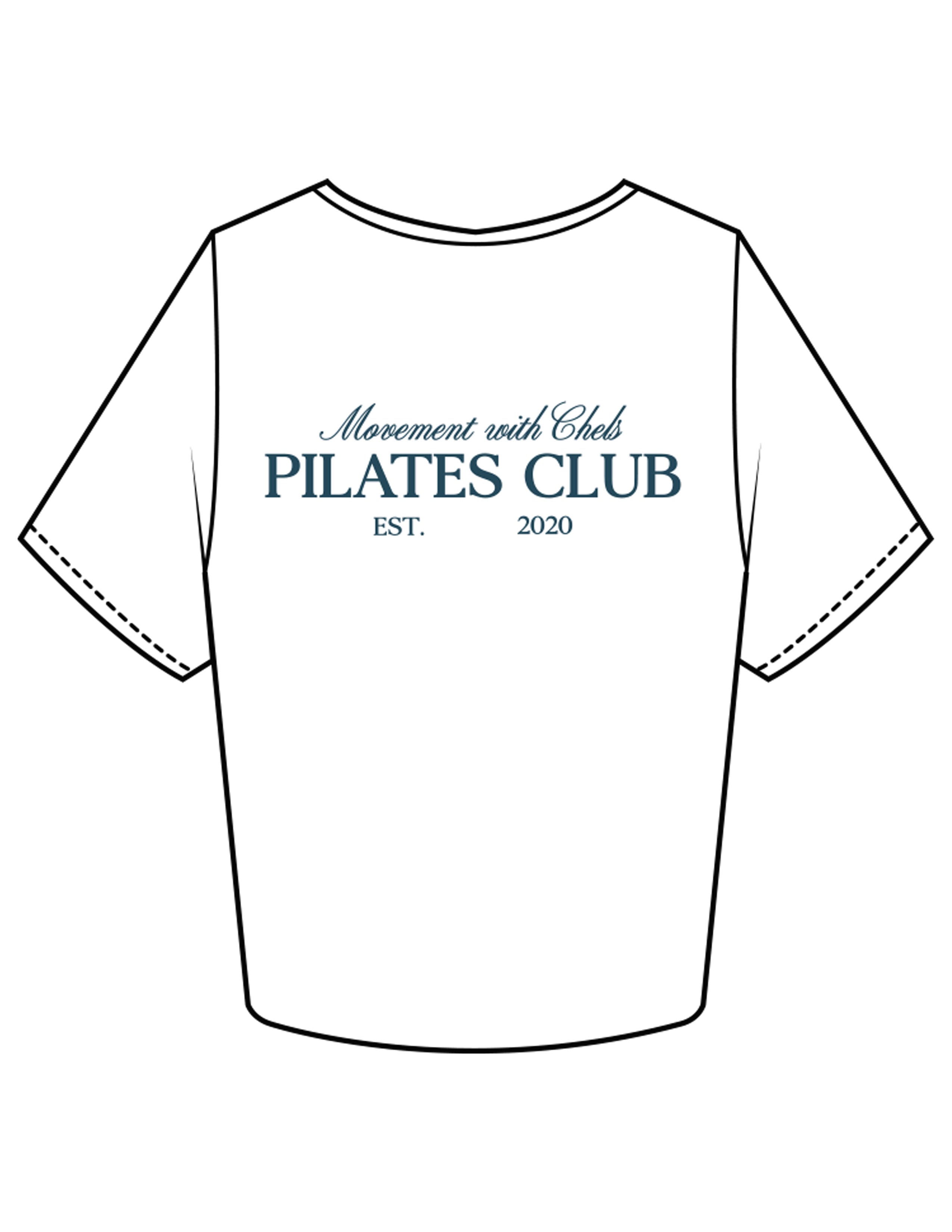 The Crop Tee - White - Movement With Chels - Left Chest & Back Stacked - Printed - Dark Blue