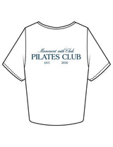 The Crop Tee - White - Movement With Chels - Left Chest & Back Stacked - Printed - Dark Blue
