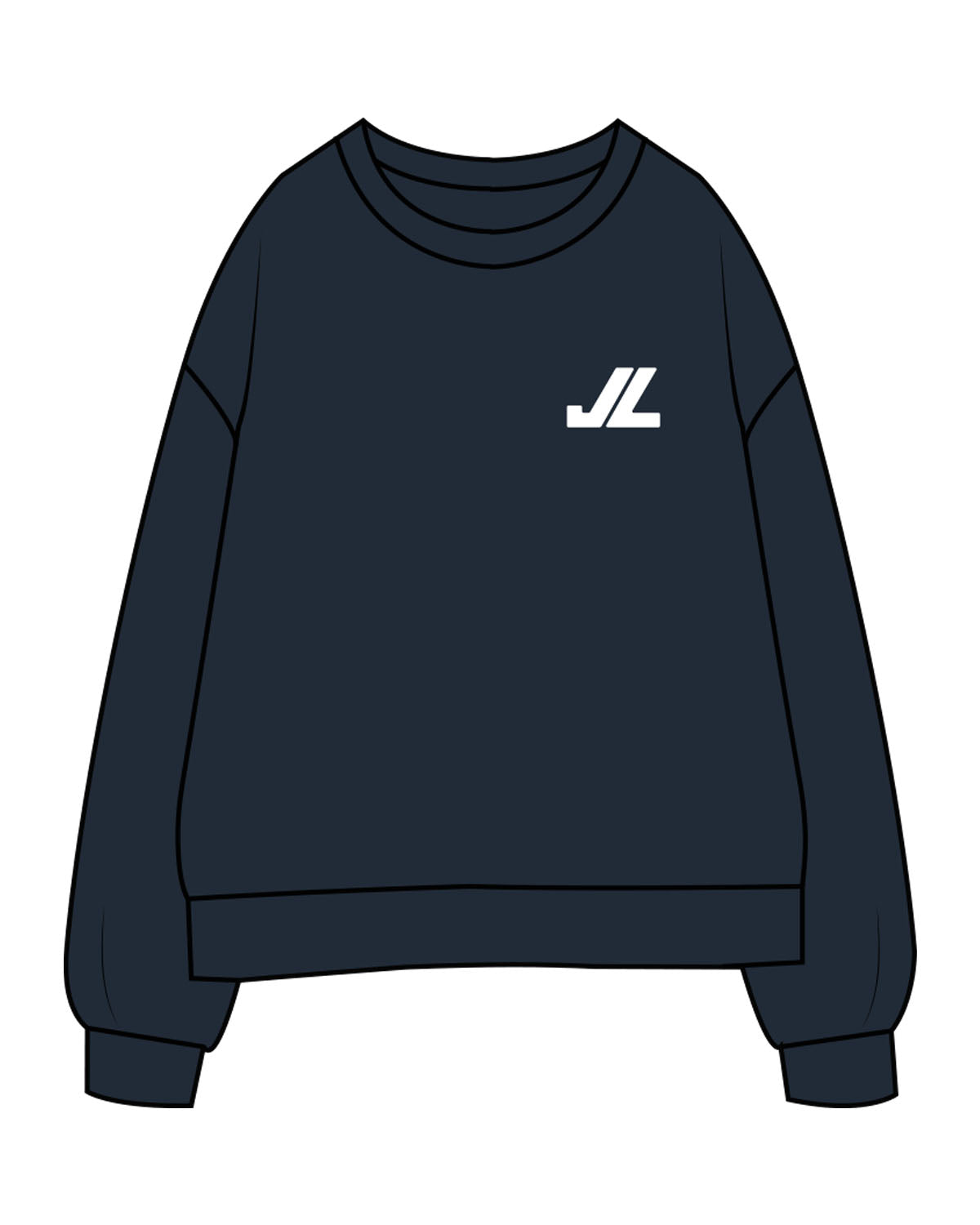 The Mens Classic Crewneck - Navy - JL Marketing - Left Chest - Printed - White