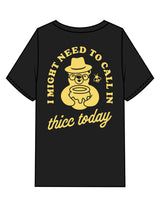 The Mens Heavyweight Tee - Black - Try Smile Collective - Center Chest & Back Bear - Printed - Light Yellow