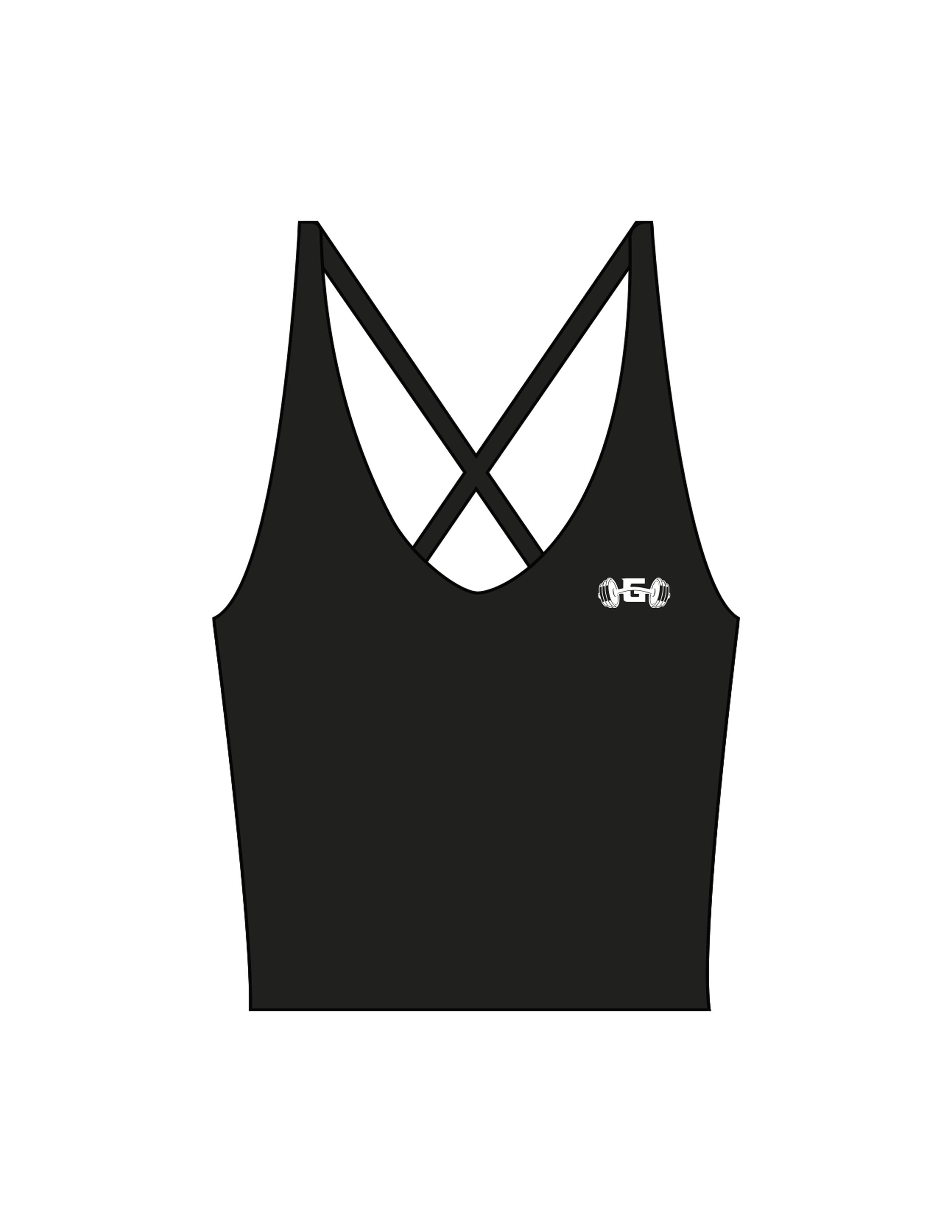 The Sporty Strappy Tank - Black - Gladden Gains - Left Chest - Printed - White