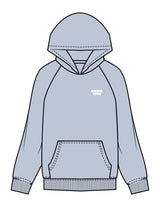 The Womens Hoodie - Powder - Golden Hour - Left Chest Stacked & Back Stacked - Printed - White