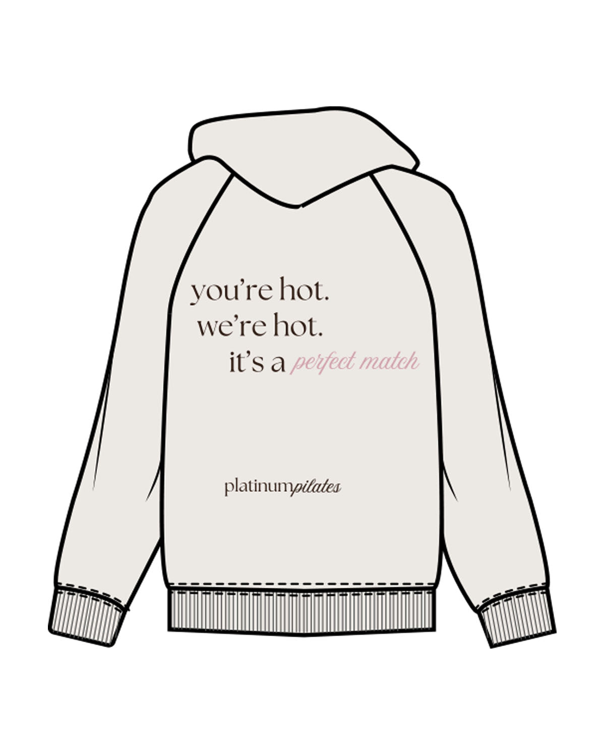 The Womens Hoodie - Bone - Platinum Pilates - Left Chest & Back Stacked - Printed - Full Color