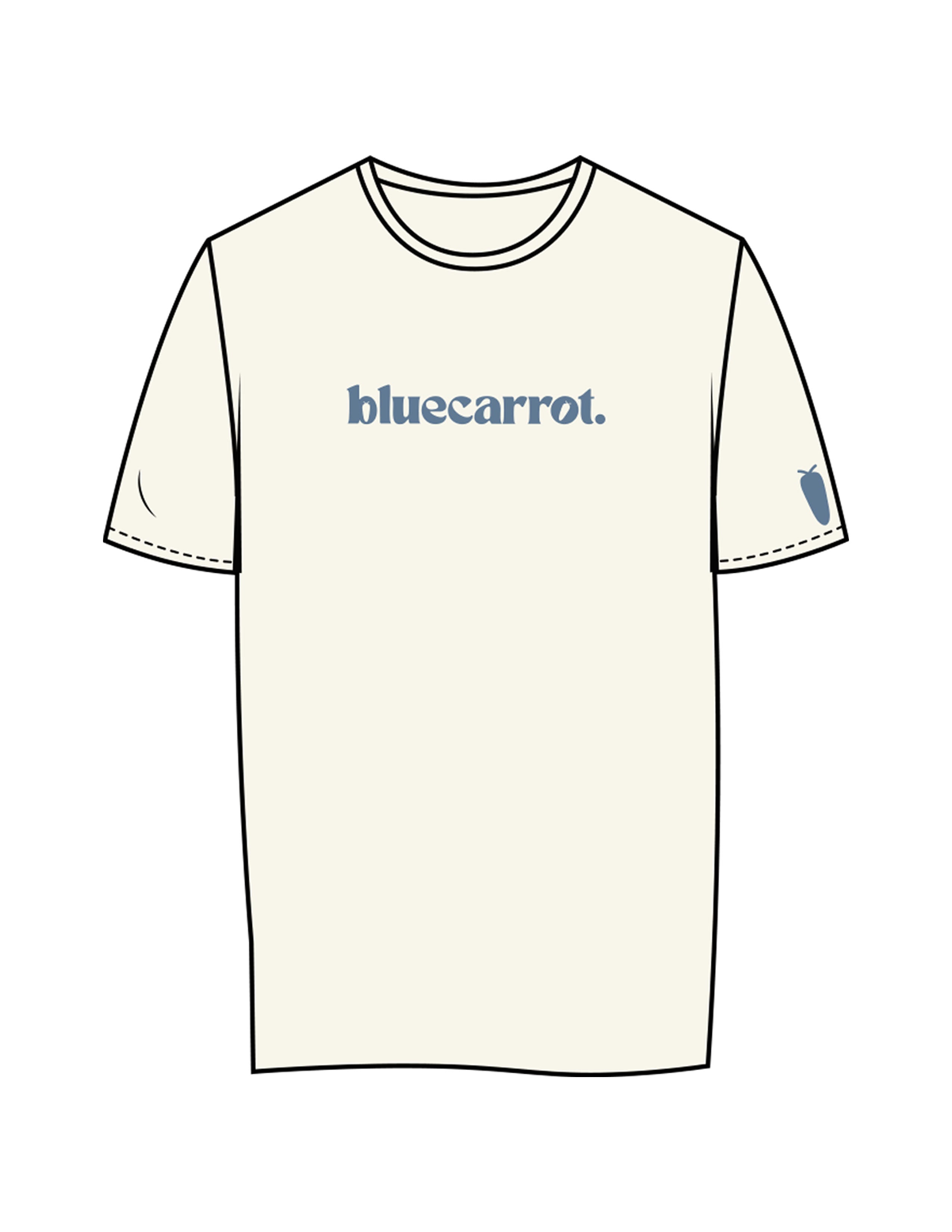 The Womens Tee - Off White - BlueCarrot - Center Chest & Left Sleeve - Printed - Blue