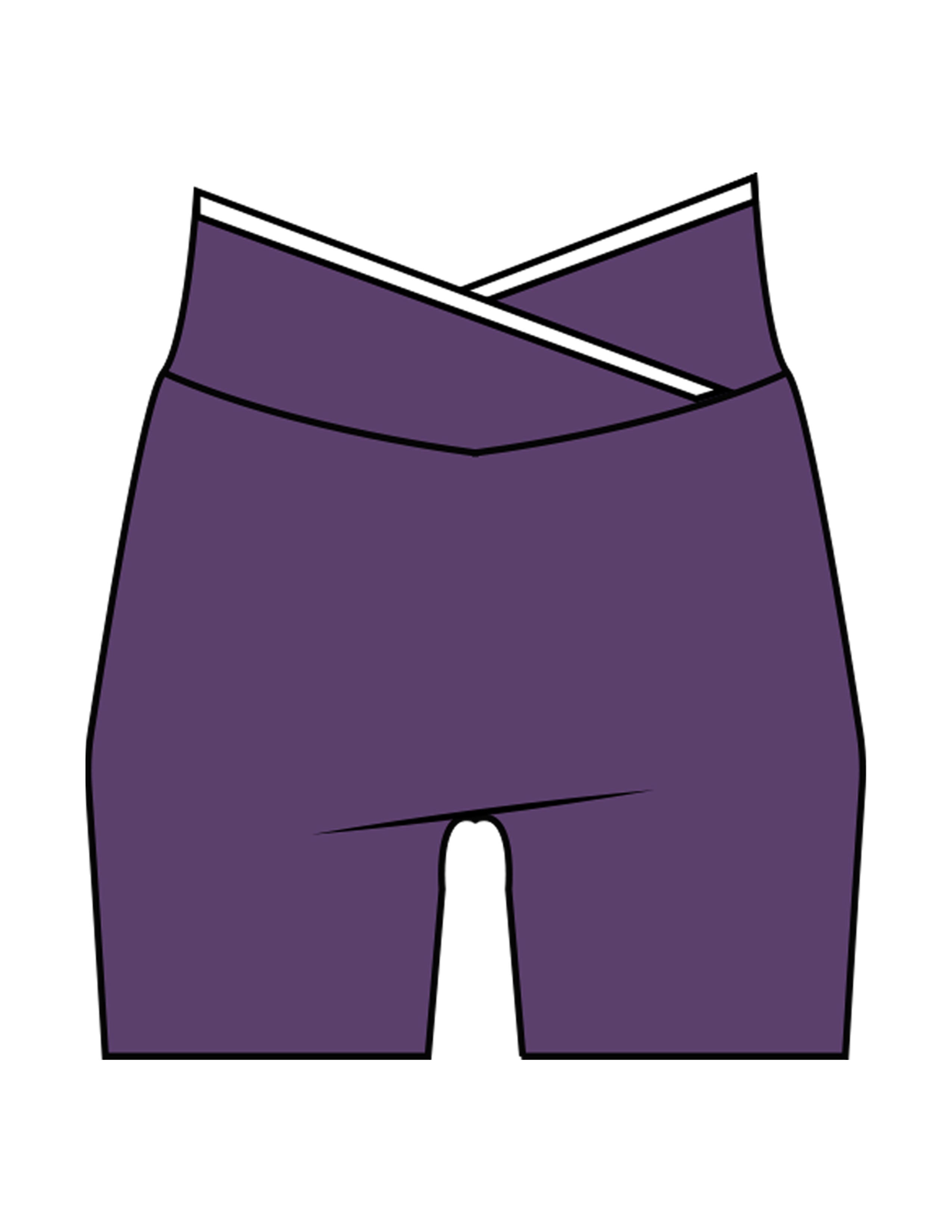 The Piped Crossover Short - Purple - The Refinery Fitness Studio - Center Back - Printed - White