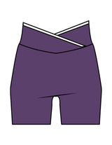 The Piped Crossover Short - Purple - The Refinery Fitness Studio - Center Back - Printed - White