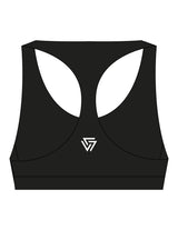 The Racer Bra - Black - LVL - Center Chest & Back Icon - Printed - White