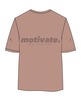 The Womens Oversized Tee - Clay - Motivate Movement - Left Chest Stacked & Back Stacked - Printed - Tone on Tone