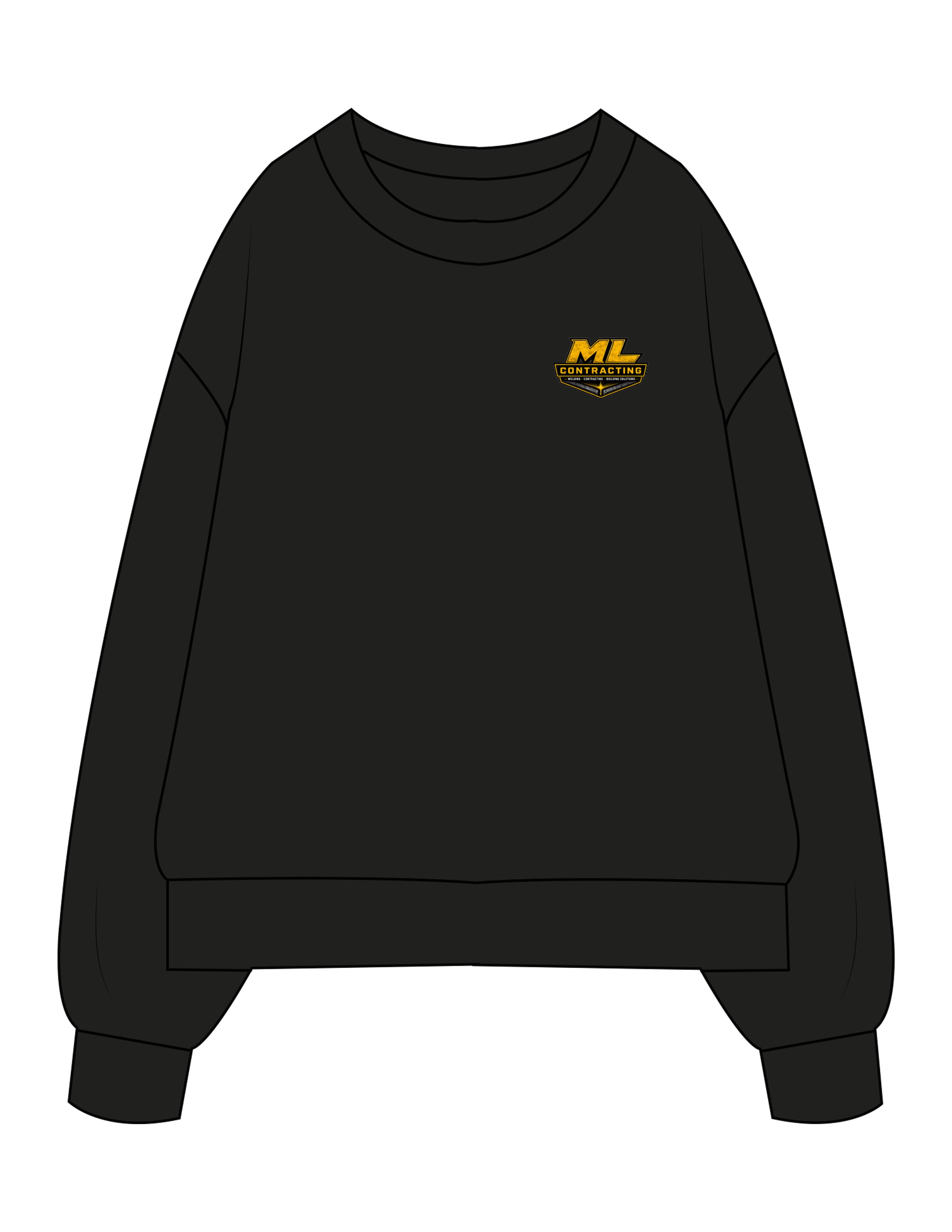 The Mens Heavyweight Crewneck - Black - ML Contracting LLC - Left Chest & Back Image - Printed - Full Color