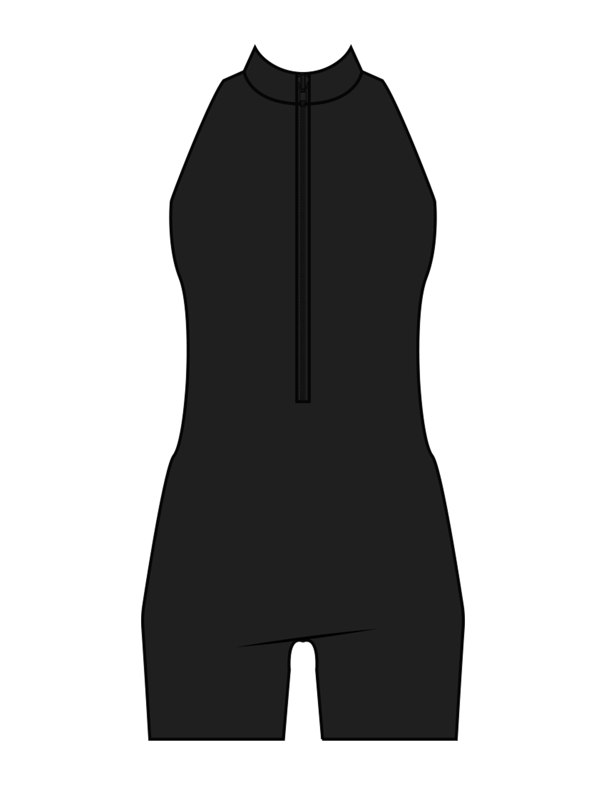 The High Neck Zip Jumpsuit - Black - The Whole You Wellness - Back Neckline - Printed - Full Color