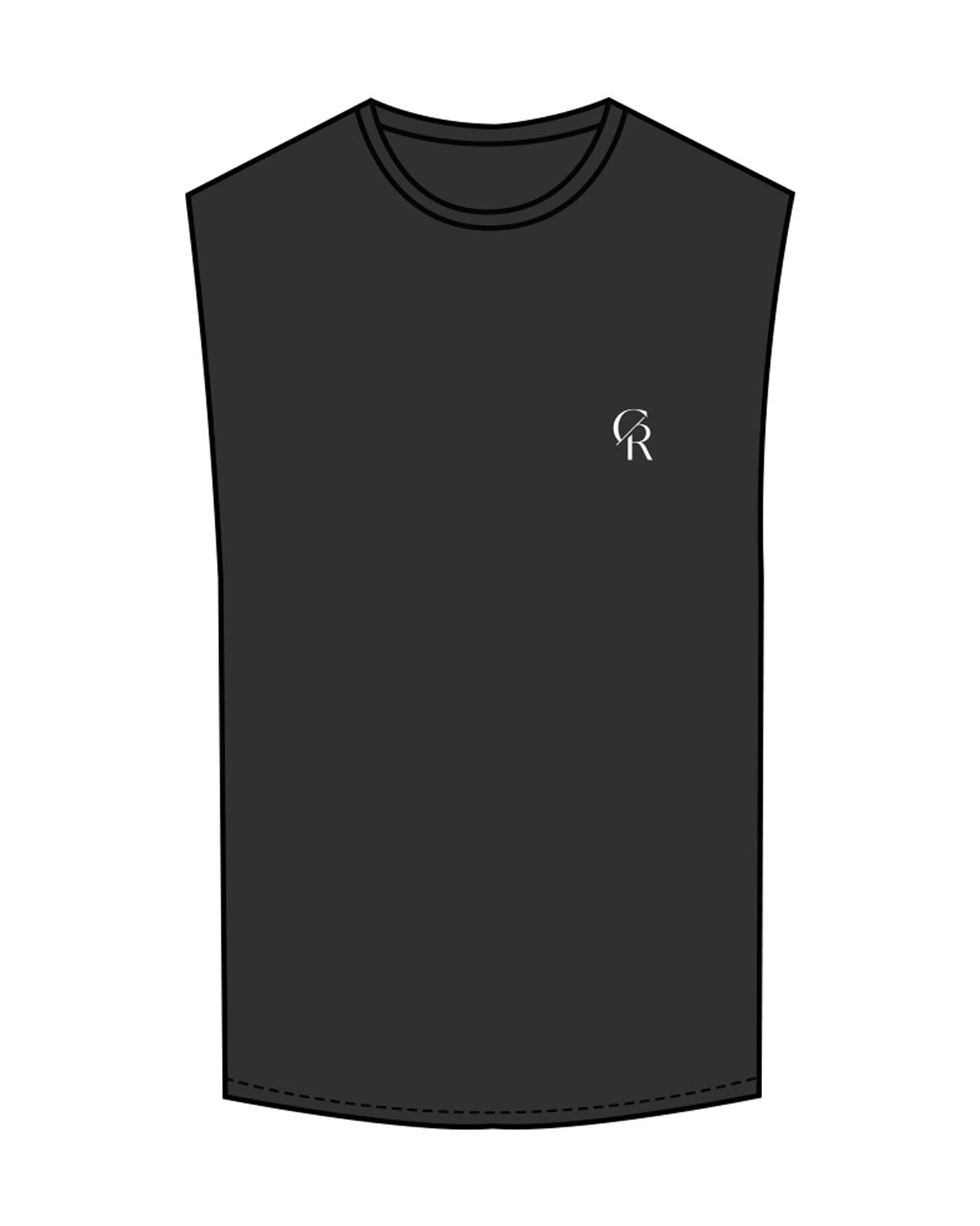 The Muscle Tank - Charcoal - Core Reform - Left Chest - Printed - White