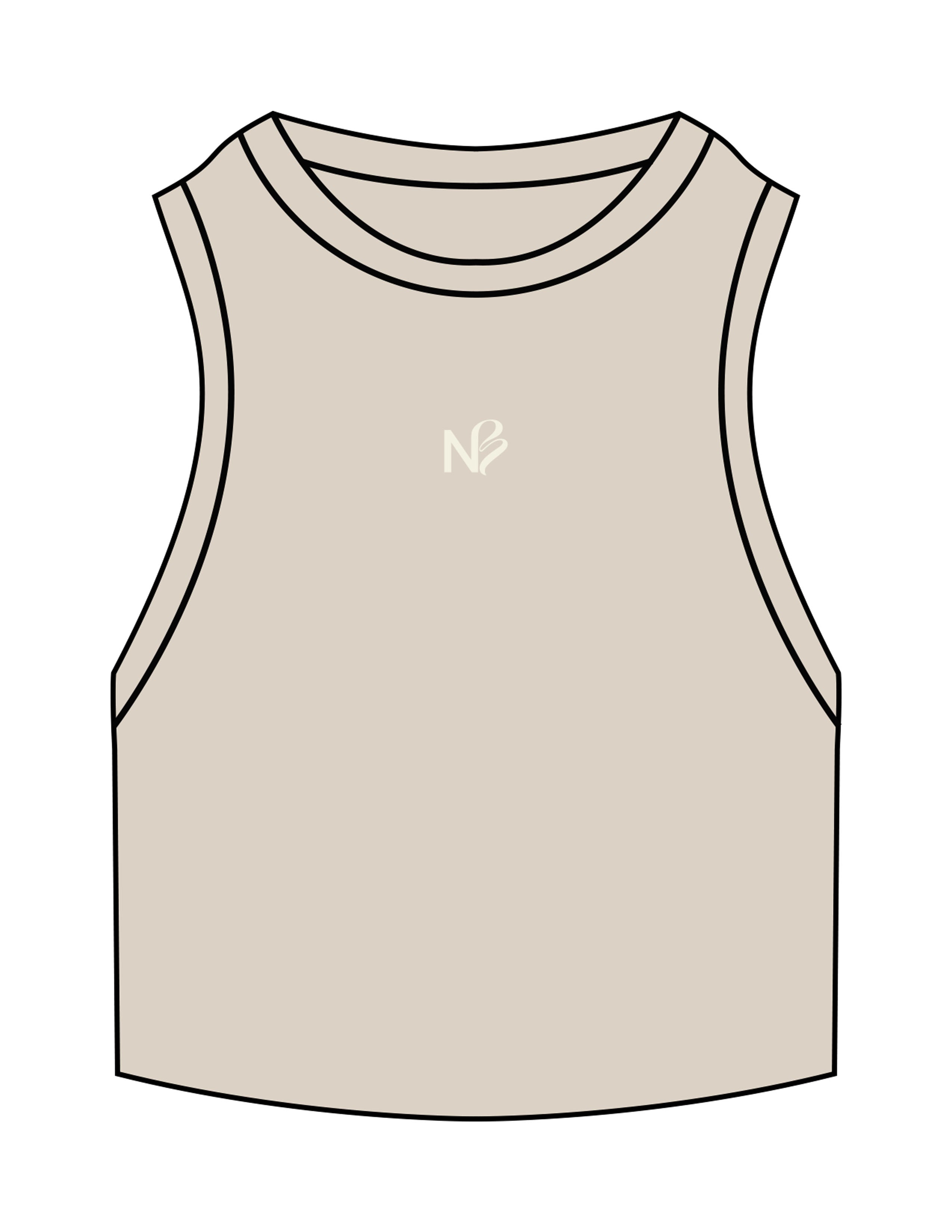 The Ribbed Crop Tank - Bone - Neighborhood Barre - Center Chest "NB" - Embroidered - Warm White