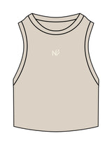 The Ribbed Crop Tank - Bone - Neighborhood Barre - Center Chest "NB" - Embroidered - Warm White
