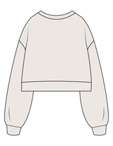 The Womens Crop Crewneck - Bone - Golden Hour - Left Chest Script - Embroidered - Black