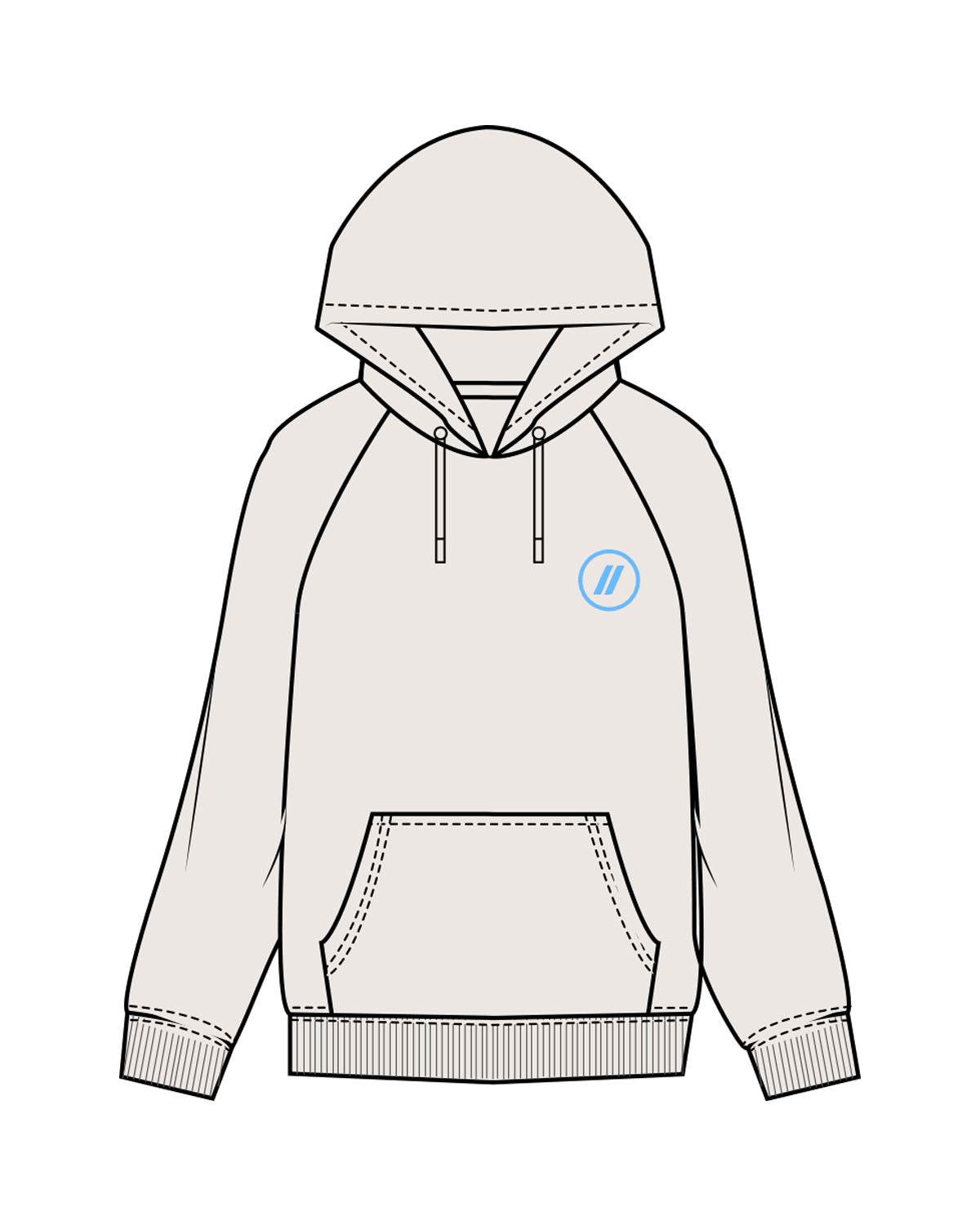 The Mens Heavyweight Hoodie - Bone - Blenders - Left Chest & Back "ENCINITAS" - Printed - Full Color