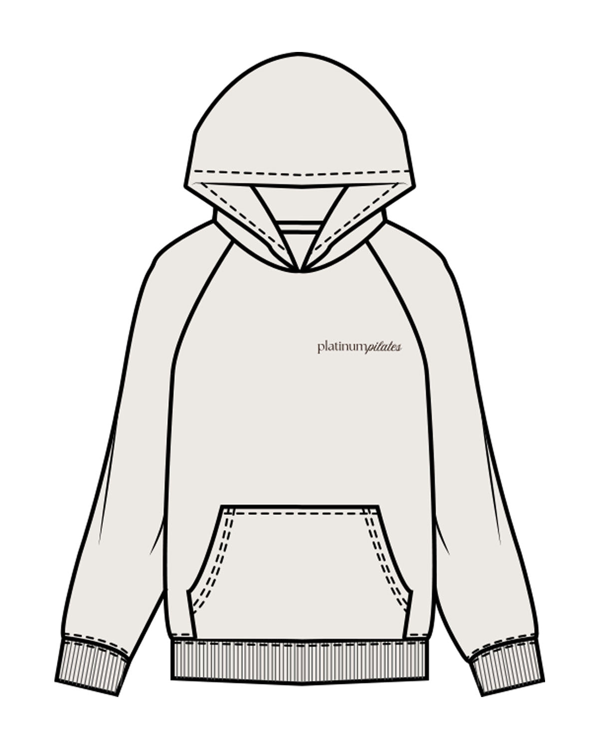 The Womens Hoodie - Bone - Platinum Pilates - Left Chest & Back Stacked - Printed - Full Color