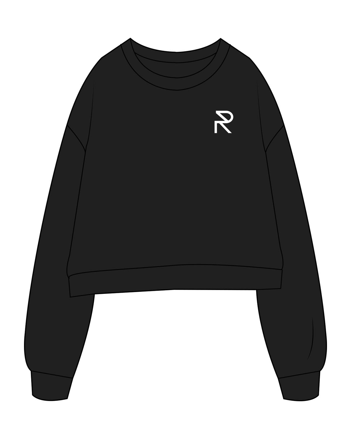 The Studio Crop - Black - Reform Studios - Left Chest & Back Vertical - Printed - White