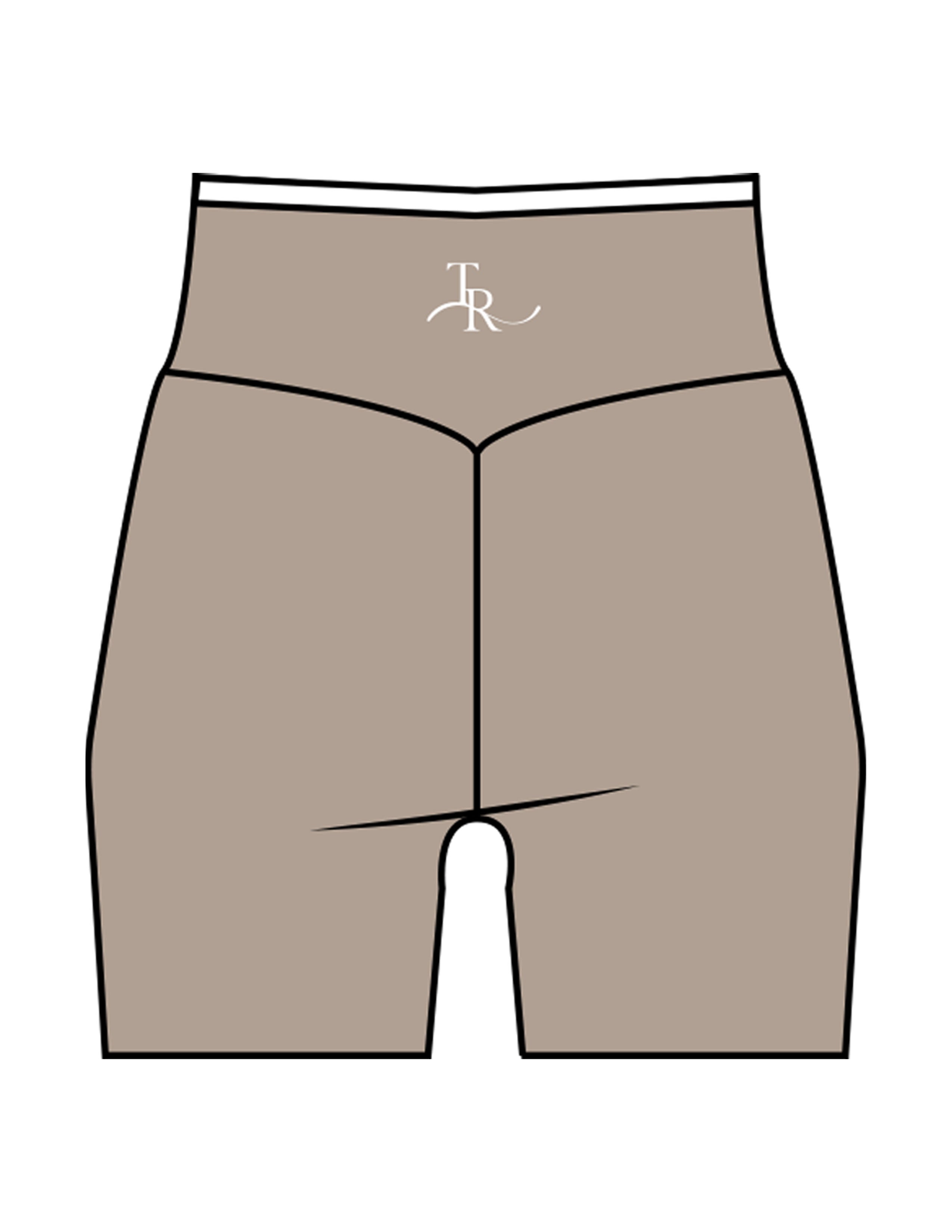The Piped Crossover Short - Brown - The Refinery Fitness Studio - Center Back - Printed - White