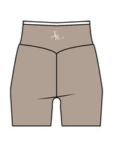 The Piped Crossover Short - Brown - The Refinery Fitness Studio - Center Back - Printed - White