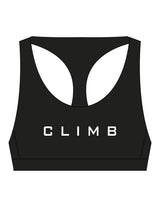 The Racer Bra - Black - LVL - Center Chest & Back Icon - Printed - White