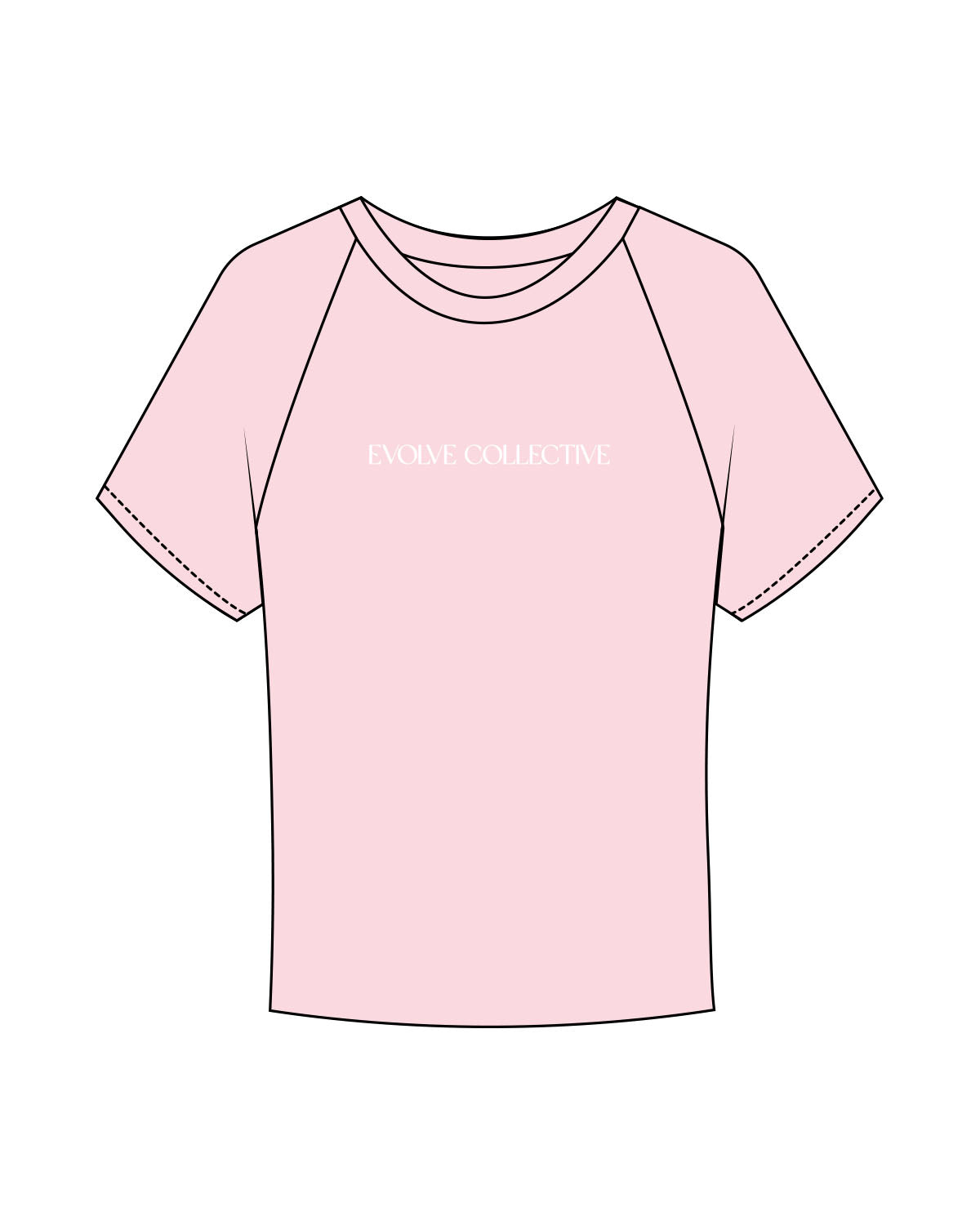 The Micro Rib Baby Tee - Pink - Evolve Collective - Center Chest - Printed - White