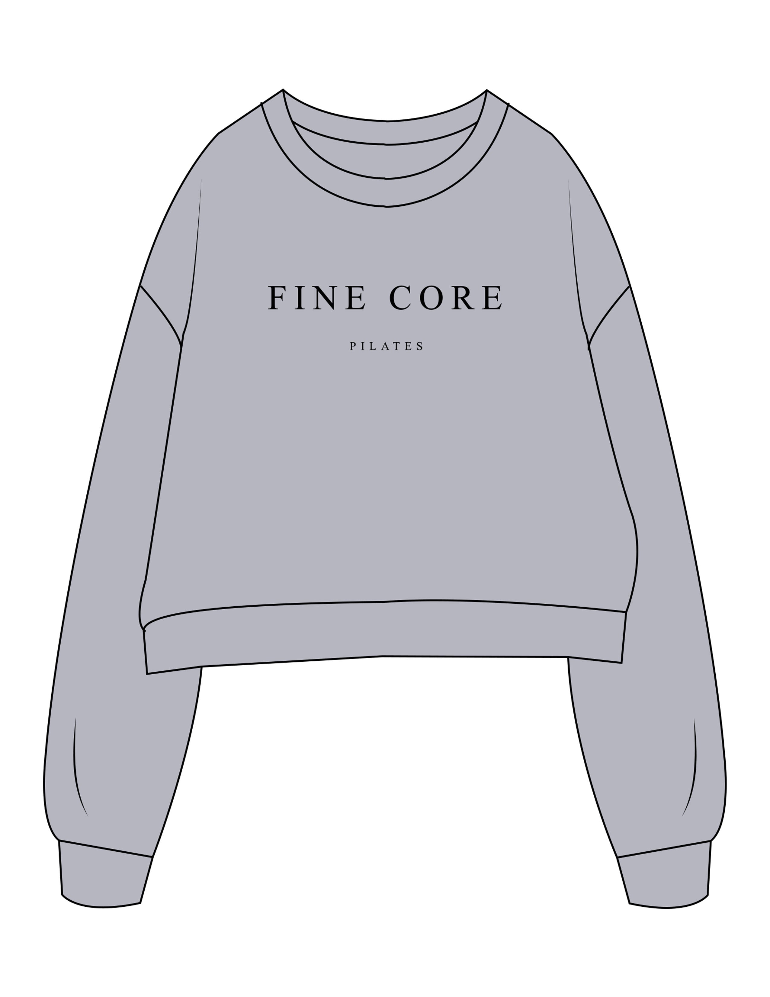 The Oversized Crop - Heather - Fine Core Pilates - Center Chest Stacked - Printed - Black