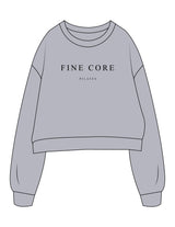 The Oversized Crop - Heather - Fine Core Pilates - Center Chest Stacked - Printed - Black