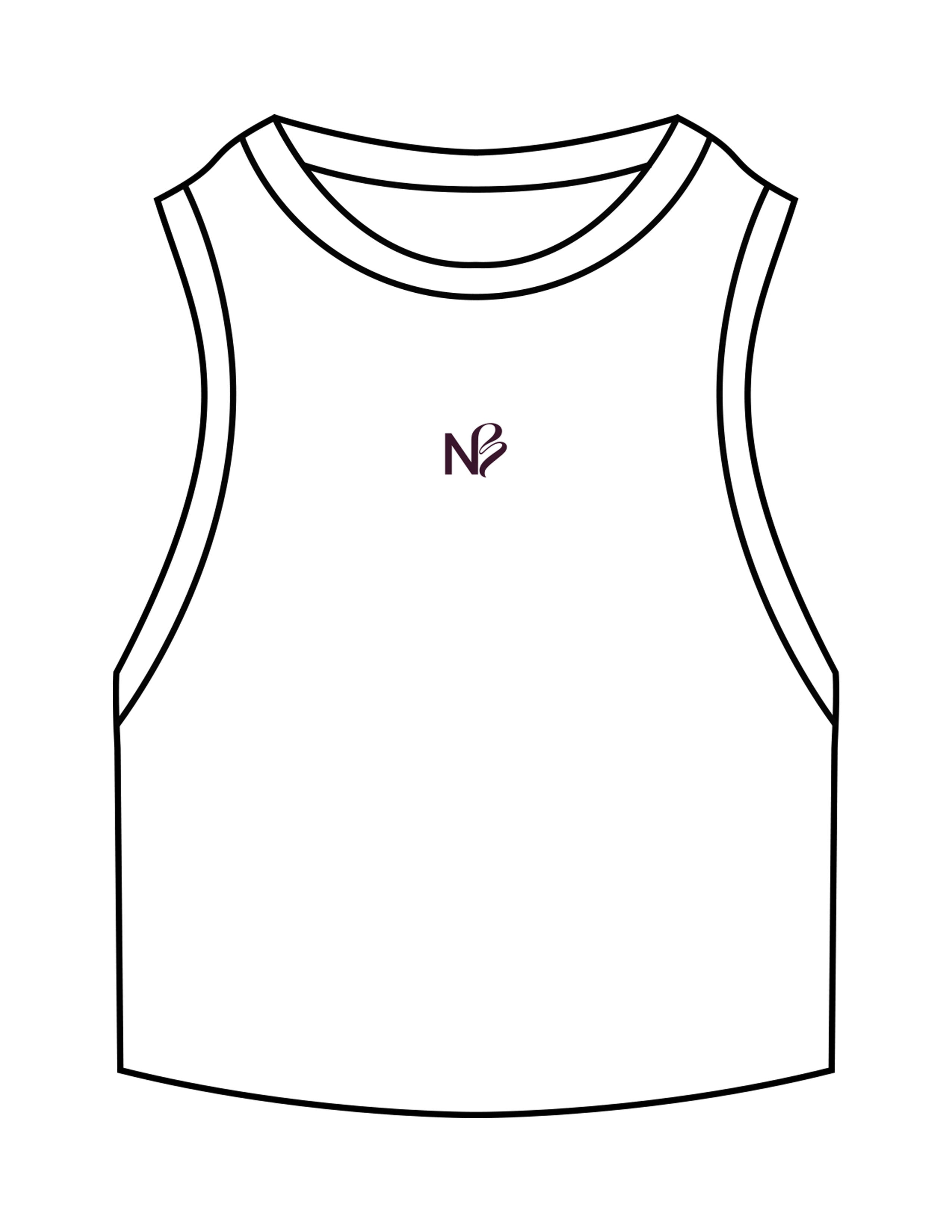 The Ribbed Crop Tank - White - Neighborhood Barre - Center Chest "NB" - Embroidered - Aubergine