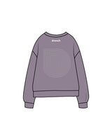The Midweight Unisex Crewneck - Washed Plum - Drench - Center Back Logo & Back Neckline -  Printed - Off White