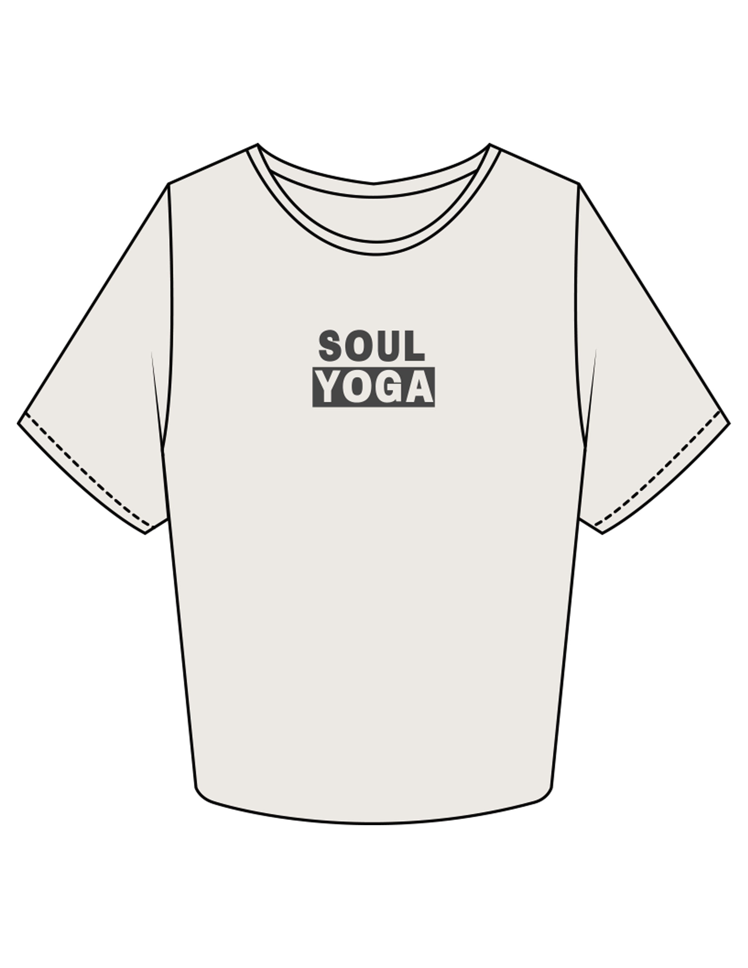 The Crop Tee - Bone - SOUL YOGA - Center Chest - Printed - Washed Black