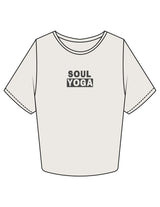 The Crop Tee - Bone - SOUL YOGA - Center Chest - Printed - Washed Black