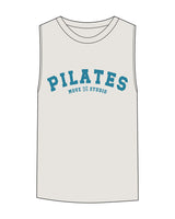 The Womens Heavyweight Tank - Washed Bone - Move Studio - Center Chest Arch Stacked - Printed - Turquoise