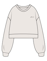 The Womens Crop Crewneck - Bone - Golden Hour - Left Chest Script - Embroidered - Black