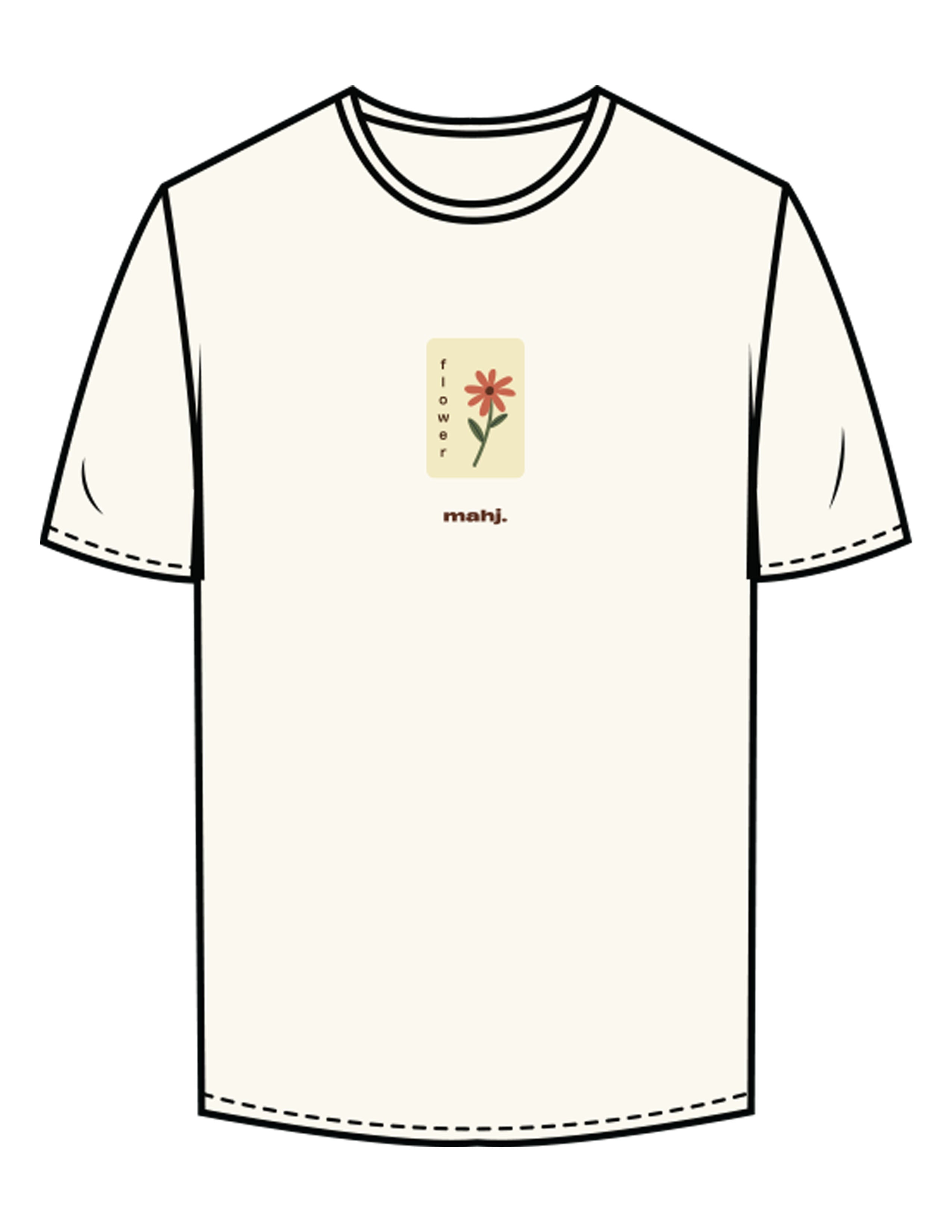 The Mens Tee - Off White - Barnes. The Label - Center Chest & Back Flower - Printed - Full Color