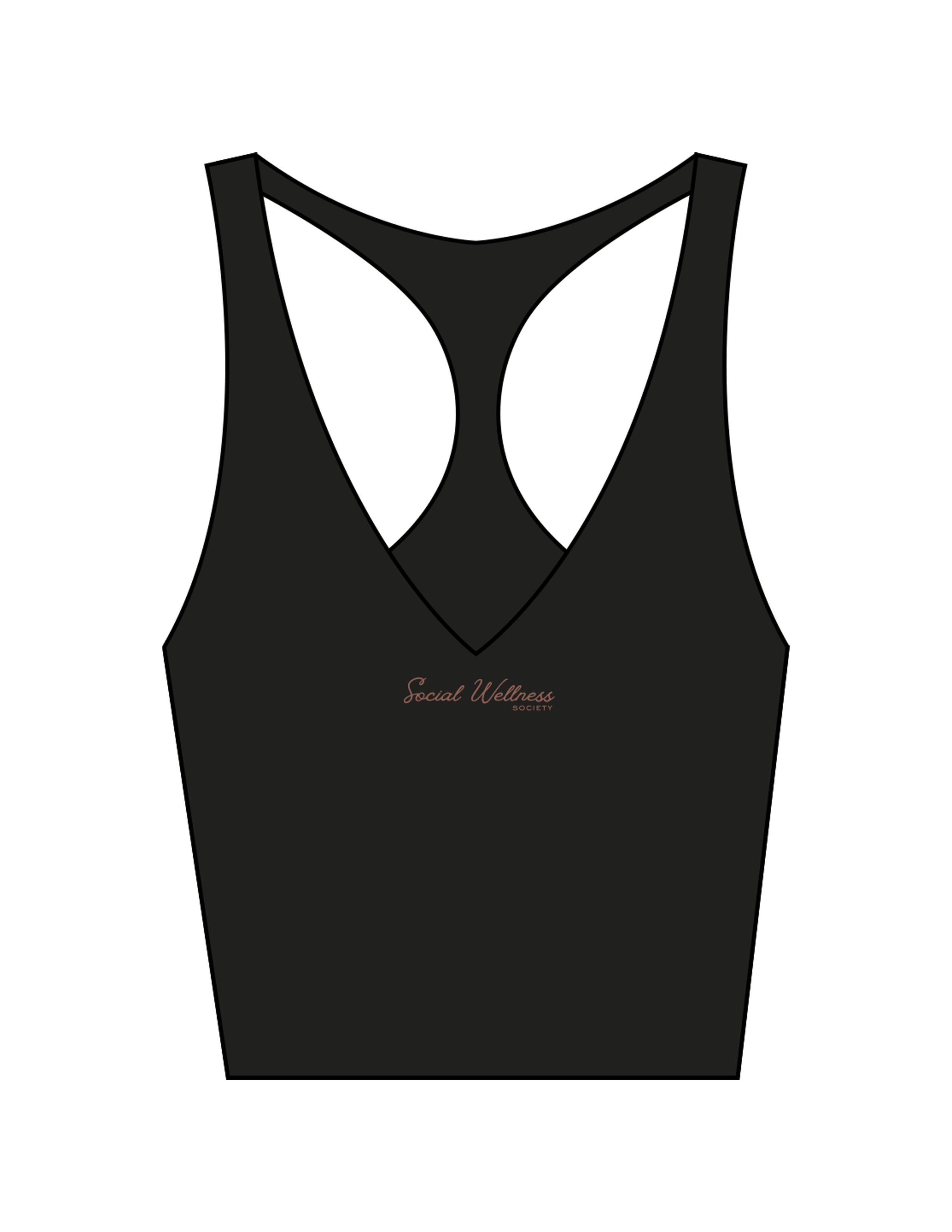 The Racer Tank - Black - SWS - Center Chest & Back Icon - Printed - Brown