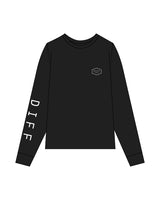 THE MENS HEAVYWEIGHT LONG SLEEVE - Black  - DiffEyewear - Left Chest Stacked & Right Arm Sleeve "DIFF" - Printed - White