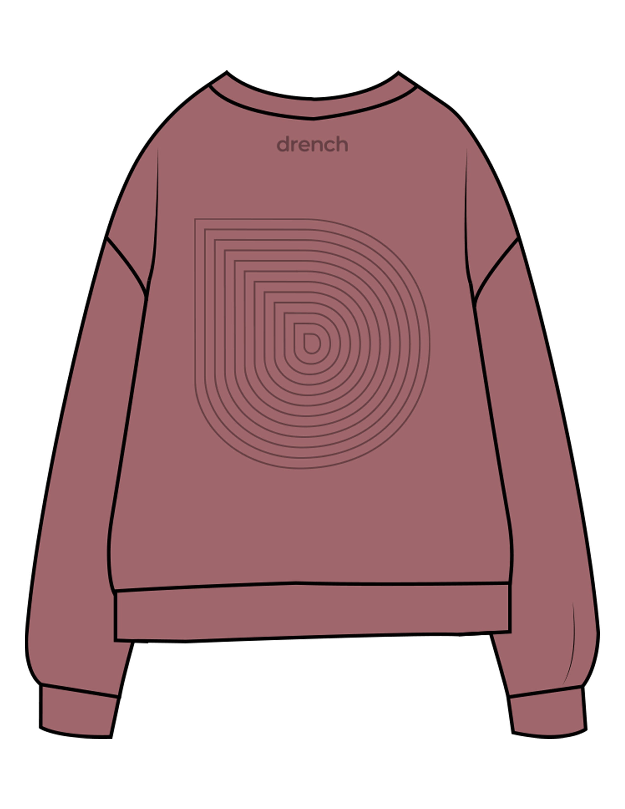 The Midweight Unisex Crewneck - Washed Maroon - Drench - Full Back - Printed - Tone on Tone