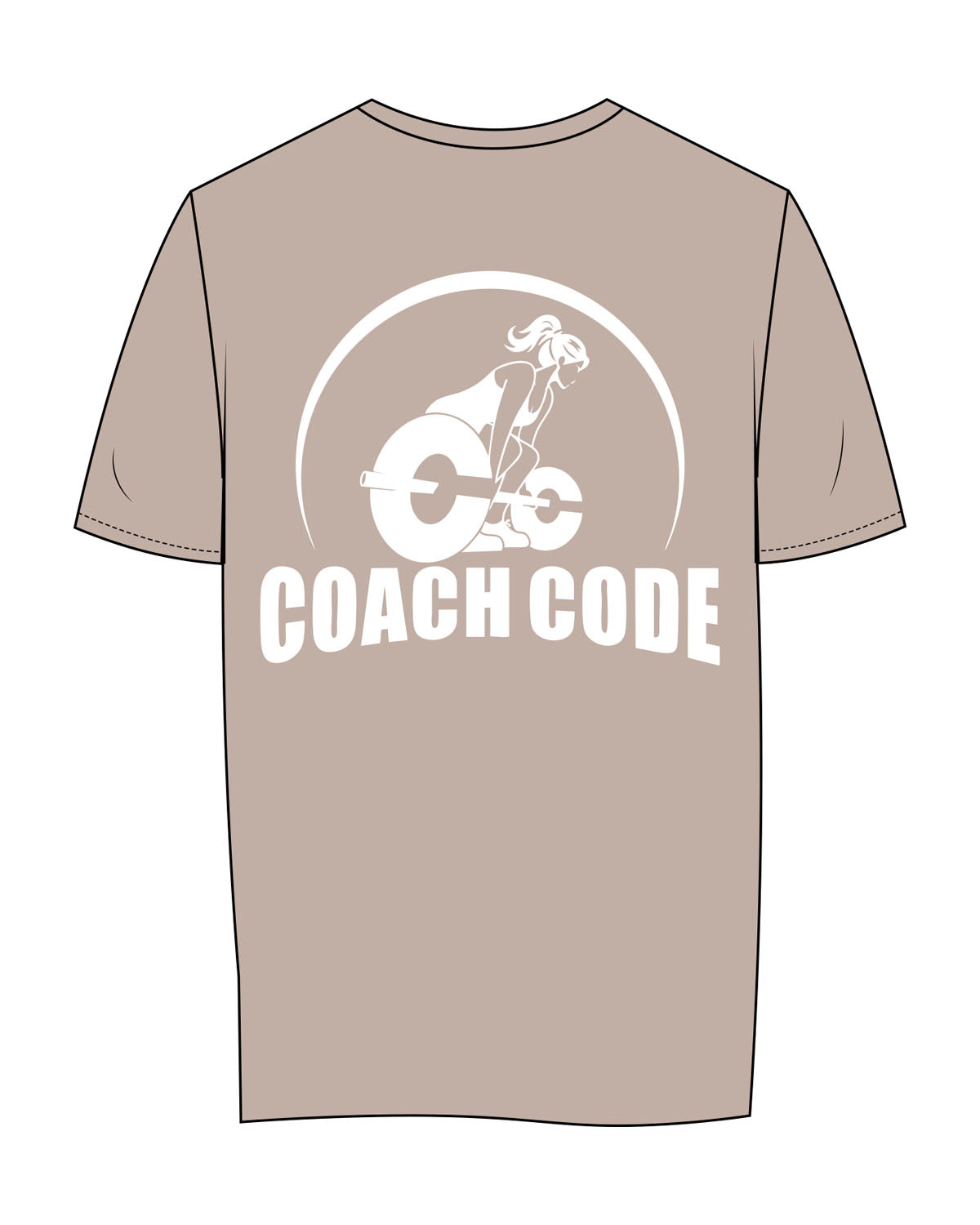 The Womens Tee - Mushroom - Coach Code - Left Chest "Code" - Full Back Center - Printed - White