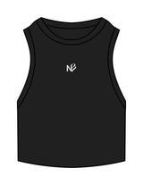 The Ribbed Crop Tank - Black - Neighborhood Barre - Center Chest "NB" - Embroidered - White