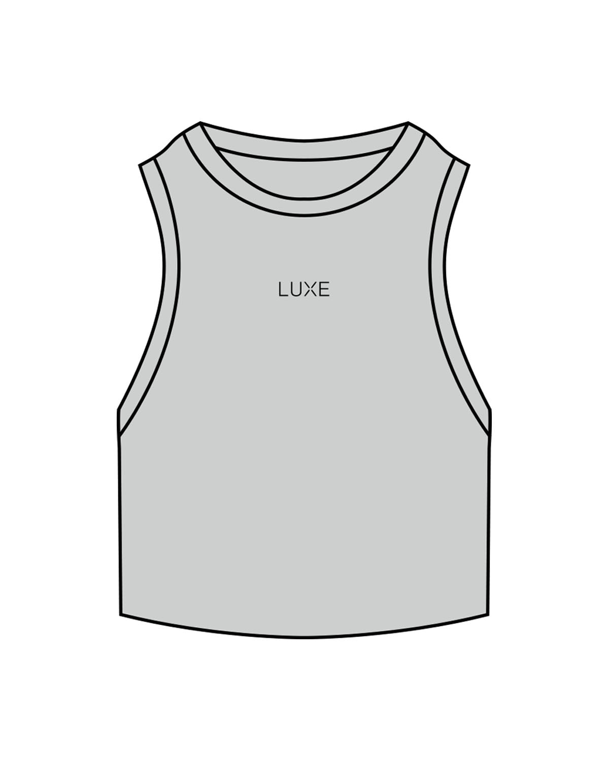 The Ribbed Crop Tank - Storm - Lagree Luxe - Center Chest "LUXE" - Embroidered - Black