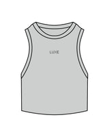 The Ribbed Crop Tank - Storm - Lagree Luxe - Center Chest "LUXE" - Embroidered - Black