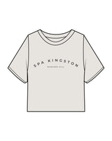 The Heavyweight Crop Tee - Washed Bone - Spa Kingston - Center Chest Stacked & Back Neckline - Printed - Washed Black